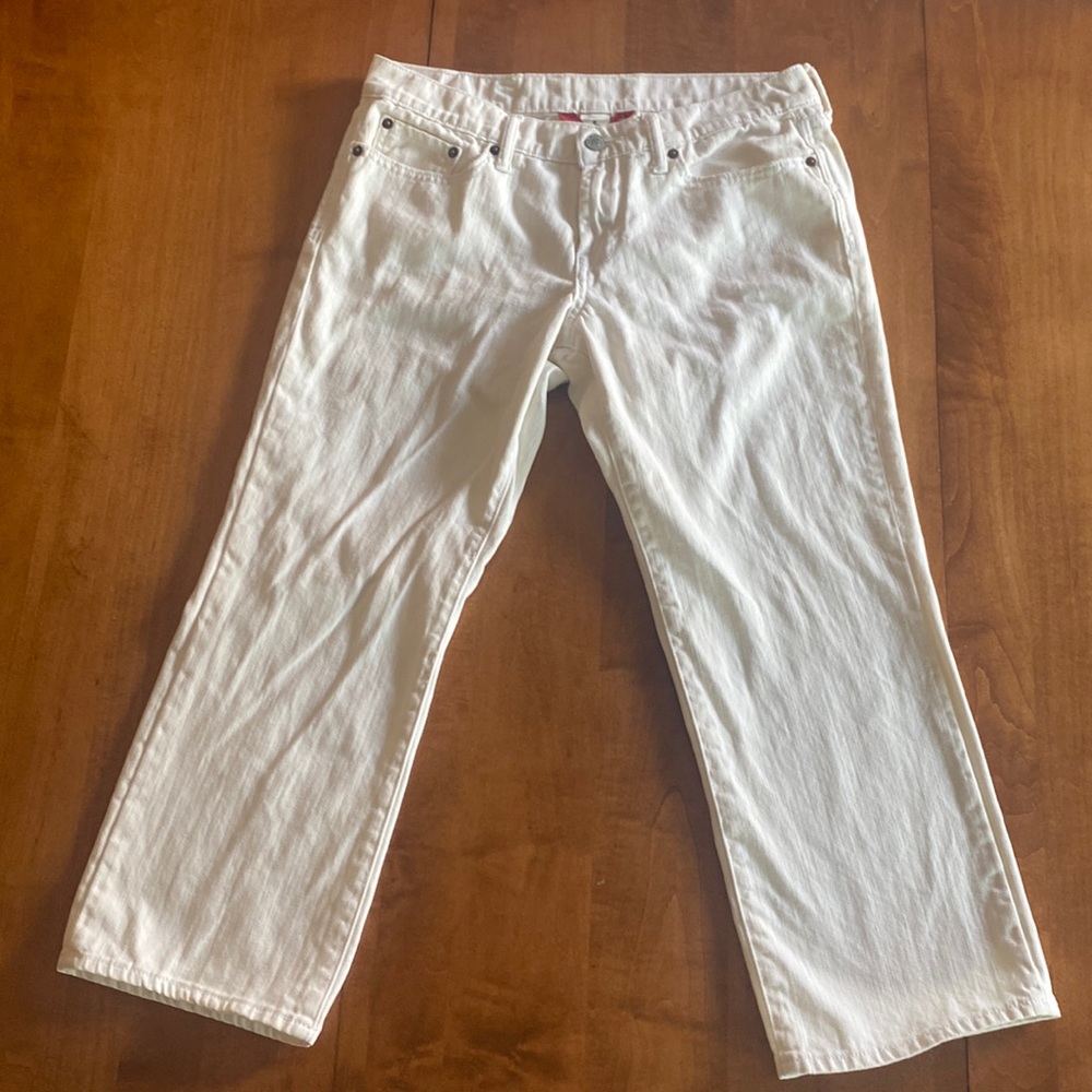 Lucky Brand White Crop Straight Leg Jeans